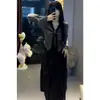 Conjunto de Dos Piezas Adelgazante de Nuevo Estilo para Primavera y Otoño, Tallas Grandes, para Mujeres Ligeramente Gorditas, Dulce Blusa de Manga Larga con Falda que Marca la Cintura