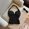Top de tirantes con volantes para mujer, sexy y llamativo, para verano, adelgazante, favorecedor, impresionante, con sujetador incorporado, sin espalda