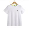Camiseta Fina de Algodão Puro com Gola Redonda Estilo 2026 Nova Coleção Primavera/Verão Manga Curta Bordada Estilo Coreano Minimalista Versátil Top 241