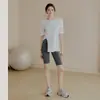 Conjunto de yoga de alta gama para mujer, top deportivo para correr y entrenar, blusa holgada de manga corta de secado rápido, camiseta de fitness