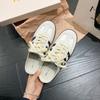 Tênis Planos Transparentes Femininos Coloridos Sapatos de Treino Alemães 2024 Verão Versátil Couro Genuíno Casual Tamanho Grande 41-43 Chinelos para Mulheres