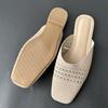2026 Verano Nuevos Zapatos de Media Pantufla Cerrados de Punto Volador Talla Grande Punta Cuadrada Boca Baja Transpirables Talla Grande para Mujer Venta al por Mayor