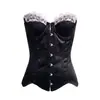 Top corset sem alças com acabamento em renda para mulheres, com espartilho para modelar a cintura e cadarços nas costas