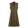 Série Moda Marca Z Vestido Midi Za Comércio Exterior Elegante Transfronteiriço Roupas Femininas Linho Estilo Europeu e Americano Za