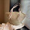 Bolso Grande Tejido Estilo Vacacional Transfronterizo para Mujer 2025 Nuevo Bolso de Paja de Moda Trendy para Axila Verano Bolso Tote para Viajes