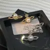 Lujo Accesible Francés Elegante Diseño de Nicho Pendientes Personalizados Serie Saturno Pendientes de Diamante y Perla Pendientes de Gama Alta