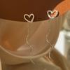 [Utopía de Amor] aretes de borla de amor de una pieza largos sin bobina de mosquito línea de oreja femenina dulce