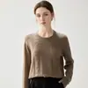 Suéter Básico de Cachemir de Punto Trenzado Hueco Simple para Mujer, Otoño/Invierno 2026, Cuello Redondo, Manga Larga, Holgado
