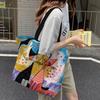 Moda transfronteriza europea y americana material Oxford impresión digital almacenamiento portátil fresco mano lona bolsa se puede personalizar Logo