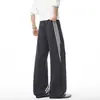 Pantalones deportivos rectos blancos nuevos de otoño con tres rayas diagonales, cintura elástica de algodón para hombre, corte holgado, pantalones largos casuales