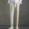 Pantalones de Traje de Cintura Semi-elástica para Hombre, Pantalones Casuales Rectos Negros para Vestir de Negocios, No Necesitan Planchado, Verticales, Nuevos, Combinan con Todo, Modernos