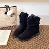 Botas Estilo Páramo para Mujer 2025 Nuevo Modelo Maillard Vaquero Occidental Cortas Retro Plisadas Adelgazantes Caídas