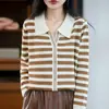 Suéter de Punto Rayado Estilo Francés para Mujer, Nuevo Jersey de 26 Estilos tipo Cárdigan Falso, Suéter Base Cálido para Otoño e Invierno