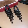 Pendientes colgantes de rombos con borlas tachonados de diamantes de aguja de plata transfronterizos europeos y americanos, pendientes exquisitos y de moda, pendientes versátiles y elegantes al por mayor