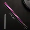 Palillos Cuadrados Medios de Cristal de Hielo de Titanio Puro de 23.5 cm, Palillos Portátiles para Estudiantes, Estuche Portátil de Viaje, Un Palillo por Persona, Antimoho, Antideslizantes