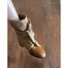 Primer Encuentro Ji Parche Retro Punta Redonda Con Cordones Lazo Botines Tobillo Mujer Franceses Adelgazantes Versátiles Botas Vaqueras Botas Martin