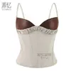 Corsé Bustier Europeo y Americano Chica Picante Patchwork de Piel Sintética Espina de Pez Moldeador Corporal Adelgazante Ropa Exterior Camisola de Capa Interior Top para Mujer
