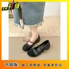 Sapatos Mary Jane Retro Redondos de Retalhos para Mulheres 2025 Primavera com Salto Escondido e Solado Macio, Adequados para Combinar com Saias