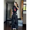 Jeans de Mezclilla Lavada Gris-Negro con Bordado Pequeño de Otoño Estilo Primavera/Otoño para Hombre Pantalones Básicos Sueltos Rectos de Pierna Ancha Populares