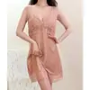 Bata de Noche de Encaje Nuevo de Seda para Primavera y Verano Transfronteriza Pijama de Tirantes Femenino Sexy Chaleco de Seda Artificial con Almohadillas