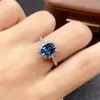 Atacado de Fábrica Popular Anel de Topázio Natural Prata S925 Inlaid Pedra Principal 6*8 Joias de Luxo Venda Direta de Fábrica