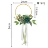 Nova Coroa Criativa de Ferro com Flores Artificiais de Rosa Decoração de Parede Pendente de Parede para Sala de Estar e Quarto Arranjo de Parede de Fundo
