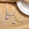 Cadena para Clavícula con Nudo de Cinta de Lujo Ligero de Nicho para Mujer, Collar con Lazo y Borla de Circonita, Diseño de Lujo Ligero, Accesorios de Alta Gama