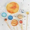 Decoração de Bolo de Assar Planeta Branco Astronauta Enfeites Decoração Tema Estrela Astronauta Plug-in