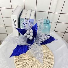 Simulação de flores de seda, flores de Natal, enfeites de árvore de Natal, flores artificiais, festa, decoração de festa, arranjos de flores para festivais, acessórios, fabricantes, atacado