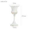 Recipiente de Flores Retrô Europeu Antigo Dourado Branco Decoração de Mesa de Banquete de Casamento Vaso de Ferro Forjado Vaso de Flores