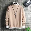 Ropa de Hombre Europea y Americana Otoño Nuevo Suéter Khaki de Cuello Bajo Suéter de Punto Pulóver de Cuello Redondo para Hombre