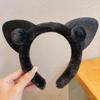 Faixa de Cabeça de Pelúcia com Orelhas de Gato para Lavar o Rosto, Estilo Princesa Outono e Inverno Grampo de Cabelo Faixa de Cabeça Acessório de Cabelo Laço Estilo Celebridade da Internet