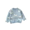 Conjunto de Suéter Estilo Coreano para Menino de Início de Primavera, Tricô Fofo de Desenho Animado para Primavera e Outono para Bebês e Crianças Pequenas, Calça Casual Versátil