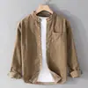 Camisa de Trabajo Transfronteriza Nueva Tendencia Primavera/Verano 2026 para Hombre, Casual, de Pana, Manga Larga, Cuello Alto, Estilo Chaqueta