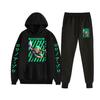 Conjunto de dos piezas de sudadera con capucha forrada de polar para hombre para otoño e invierno, estilo anime japonés One Piece, ropa holgada