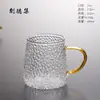 Taza de Té Grande de Vidrio Estilo Japonés Calentable con Asa Transparente para el Hogar Resistente al Calor Taza de Agua Taza de Café Colgante Vertical