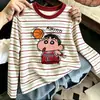 Camiseta de rayas para niño, nueva ropa infantil de algodón puro, camiseta interior de manga larga para niños mayores, top de primavera y otoño para niños
