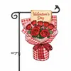 Bandera de Jardín Nueva para el Día de San Valentín Transfronteriza Decoración de Patio Bandera Colgante de Rosa Roja Impresión a Doble Cara Se Puede Diseñar Según la Imagen