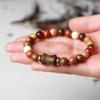 Pulseira de Nó de Bambu com Contas Fengduo Proverbio de Seis Caracteres Pulseira de Contas de Oração Masculina Pulseira Feminina Design Único Estilo Casal Joias