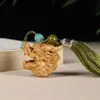 Difusor de Incenso Sandália Verde Zodíaco Dragão Suporte para Incenso Esculpido em Forma de Cabeça de Dragão Pingente de Borla da Sorte Corrente de Celular Chaveiro Ornamento