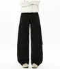 Calça Casual Plissada Lavada Nova para Primavera e Outono, Estilo Americano Tendência de Marca, Calça de Rua Vintage Solta de Perna Larga Comprimento Total para Homens