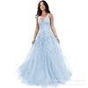 AliExpress Amazon Tul Brillante Vestido de Gala de Bola para Mujer Encaje Tirante Calcomanía Vestido Largo de Bola
