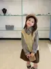 Prenda para superponer~Chaleco de punto simple con cuello en V para niñas Aimo Beibei, chaleco de punto cálido de mezcla de lana
