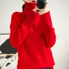 Nuevo Suéter de Lana Pura para Mujer Otoño/Invierno 2026, de Longitud Media, Corte Holgado, Cuello Alto, Sencillo, Grueso, Acogedor, Capa Base