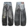 Jeans Holgados Desgastados Rasgados Impresos en 3D para Hombre, Nuevo Estilo de Primavera, Pierna Ancha, Pantalones Largos Casuales para Mujer, Modernos