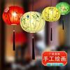 Nuevo estilo chino, estilo antiguo, creativo, redondo, tela, Buda, salón de té, restaurante zen, iluminación, tela, linterna colgante, decoración