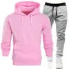 Conjunto Esportivo Masculino 220g com Capuz Cor Sólida Pulôver Duas Peças: Moletom com Capuz, Moletom e Calça de Moletom