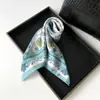Lenço Pequeno de Seda Primavera e Verão, Lenço de Seda Versátil, Lenço de Luxo, Presente Atacado, Lenço Quadrado com Estampa Floral Artística para Mulheres