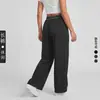Pantalones largos casuales transfronterizos listos para enviar con cintura elástica para mujer, de cintura alta, pierna ancha, corte recto, adelgazantes, transpirables, adecuados para yoga y fitness, adecuados para usar al aire libre