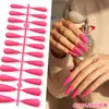 Puntas de Uñas Europeas y Americanas de Moda de Gama Alta Mate de Punta Larga, Colección de Color Sólido, Piezas para Uñas, 24 Piezas